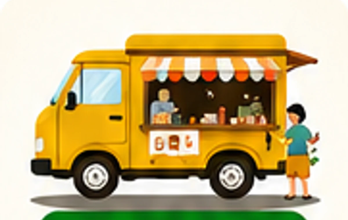 キッチンカーで商品を販売する様子